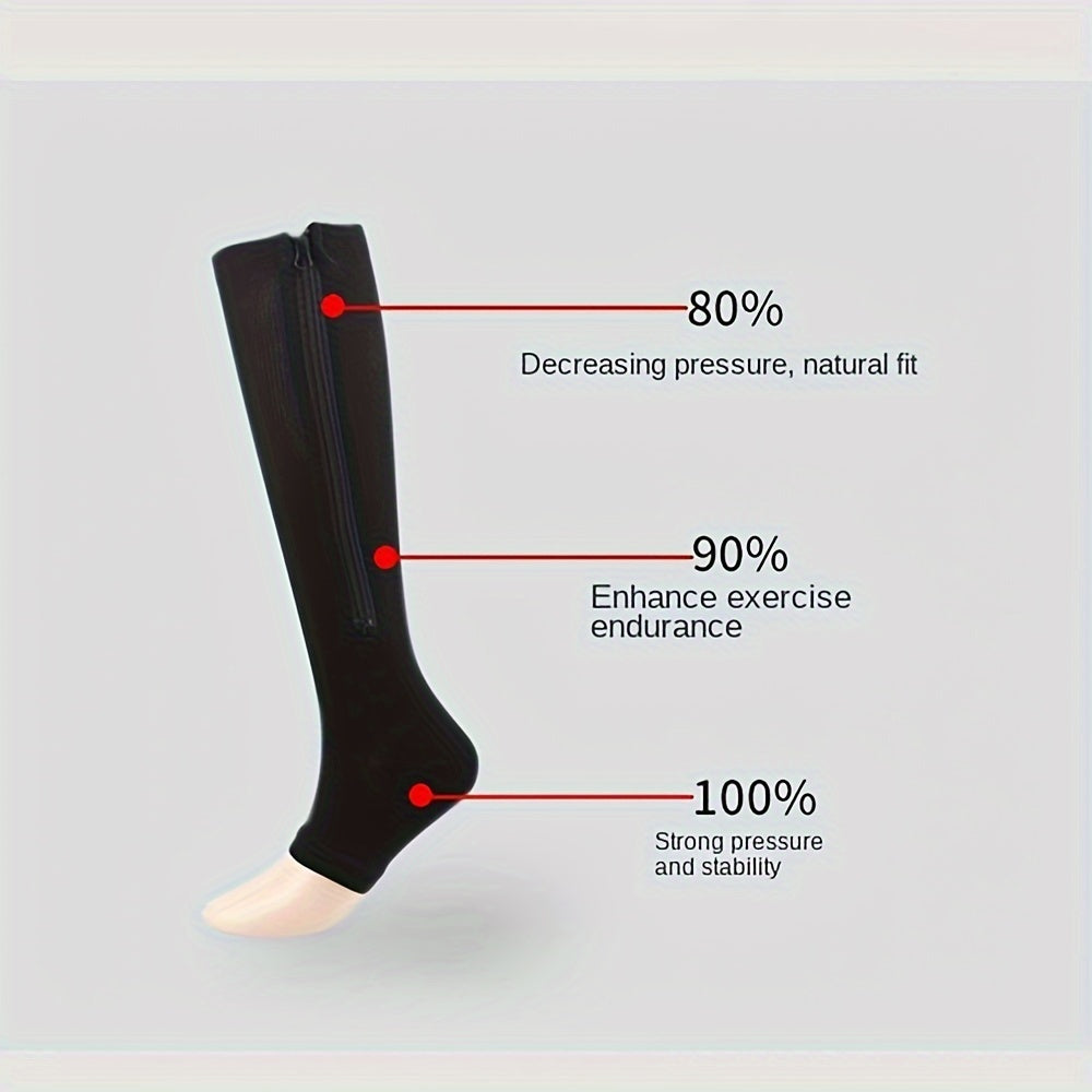 Compression Knee High Socks w/ Zip 3 Pack for Men and Women