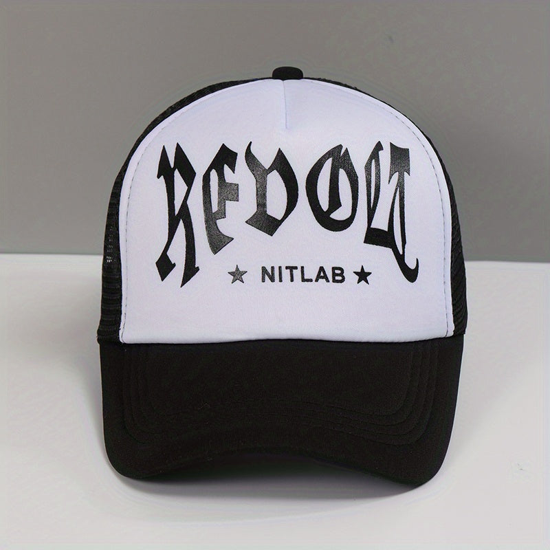 Gothic Letter Print Mesh Trucker Hat Baseball Cap for Women & Men