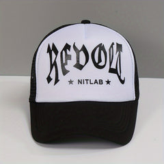 Gothic Letter Print Mesh Trucker Hat Baseball Cap for Women & Men