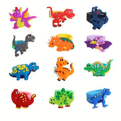16pcs Silicone Ring Toy PVC Cartoon Unicorn Dinosaur Mermaid Soft