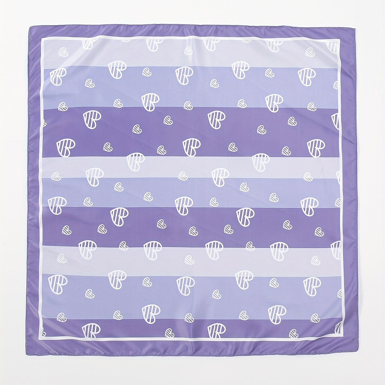 Heart Print Purple Striped Bandana Casual Square Scarf Neckerchief Women