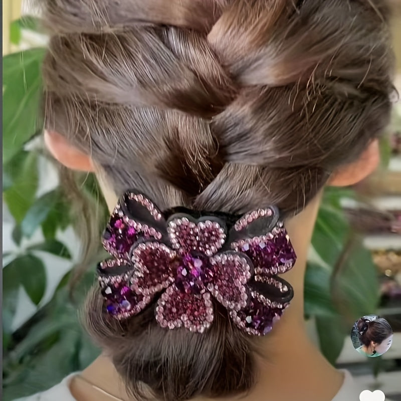 Crystal Flower Hair Claw Large Hair Clip