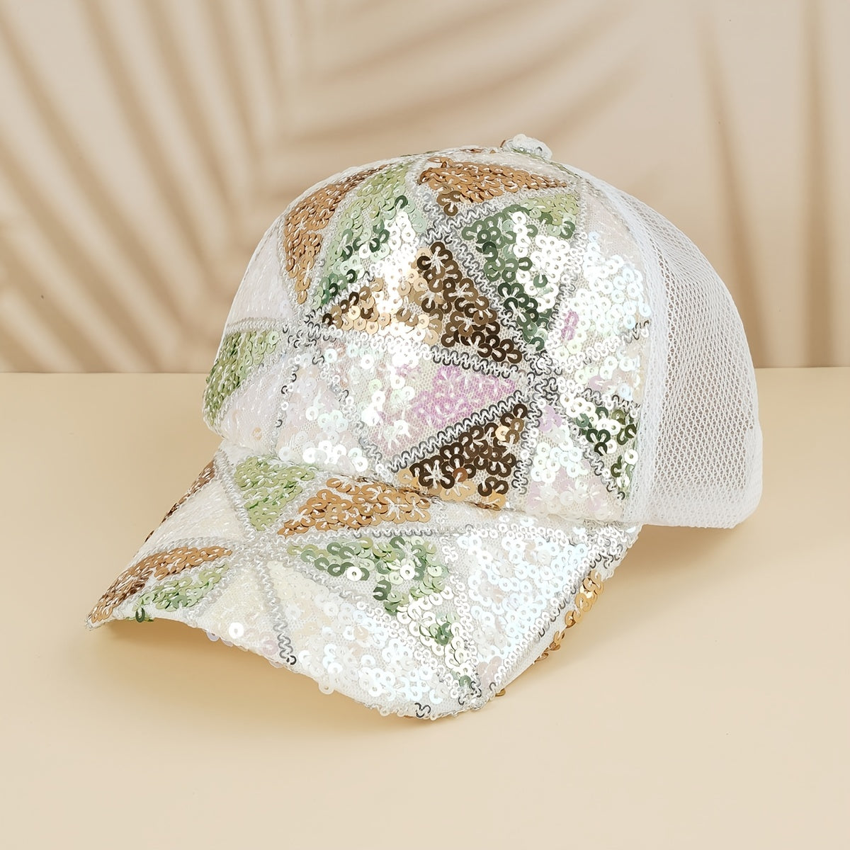 Sequins Block Baseball Cap Mesh Hip Hop Trucker Hat Sunshade Sports Hats