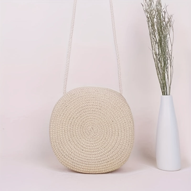 Woven Round Crossbody Bag Beach Handbag for Women