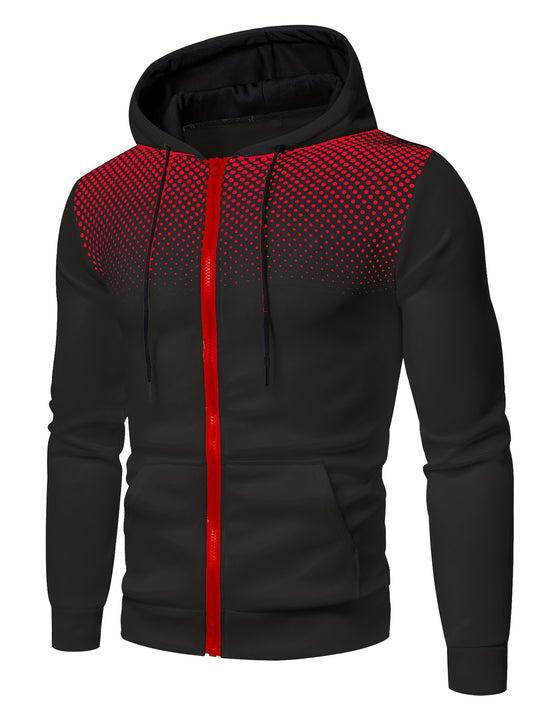 Men's Contrast Hooded Jacket Zip Coat Autumn Winter