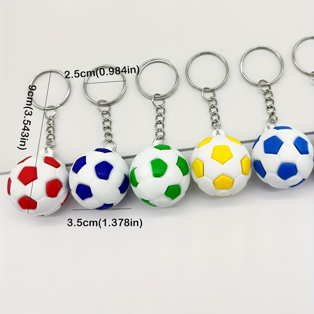 6pcs PVC Football Keychains Sports Pendant Bag Keyring Ornament