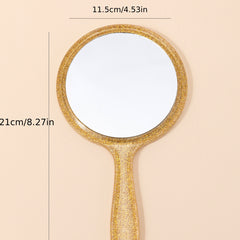 Yellow Round Hand Mirror for Home & Travel Use