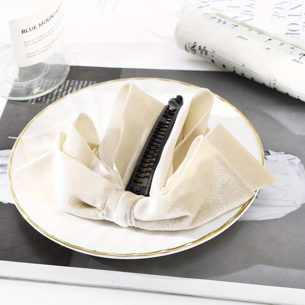 Velvet Bow Banana Clip Hair Clip Women Ponytail Barrette Hair Accessories