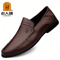 LAORENTOU Men's Leather Stitching Oxford Dress Shoes