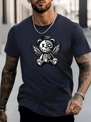 Men's Bear Pattern Shirt Casual Short Sleeve Tee Top