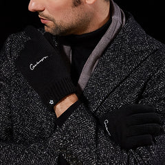 Men's Winter Knit Gloves Double Layer Hand Cover Windproof & Warm Fleece