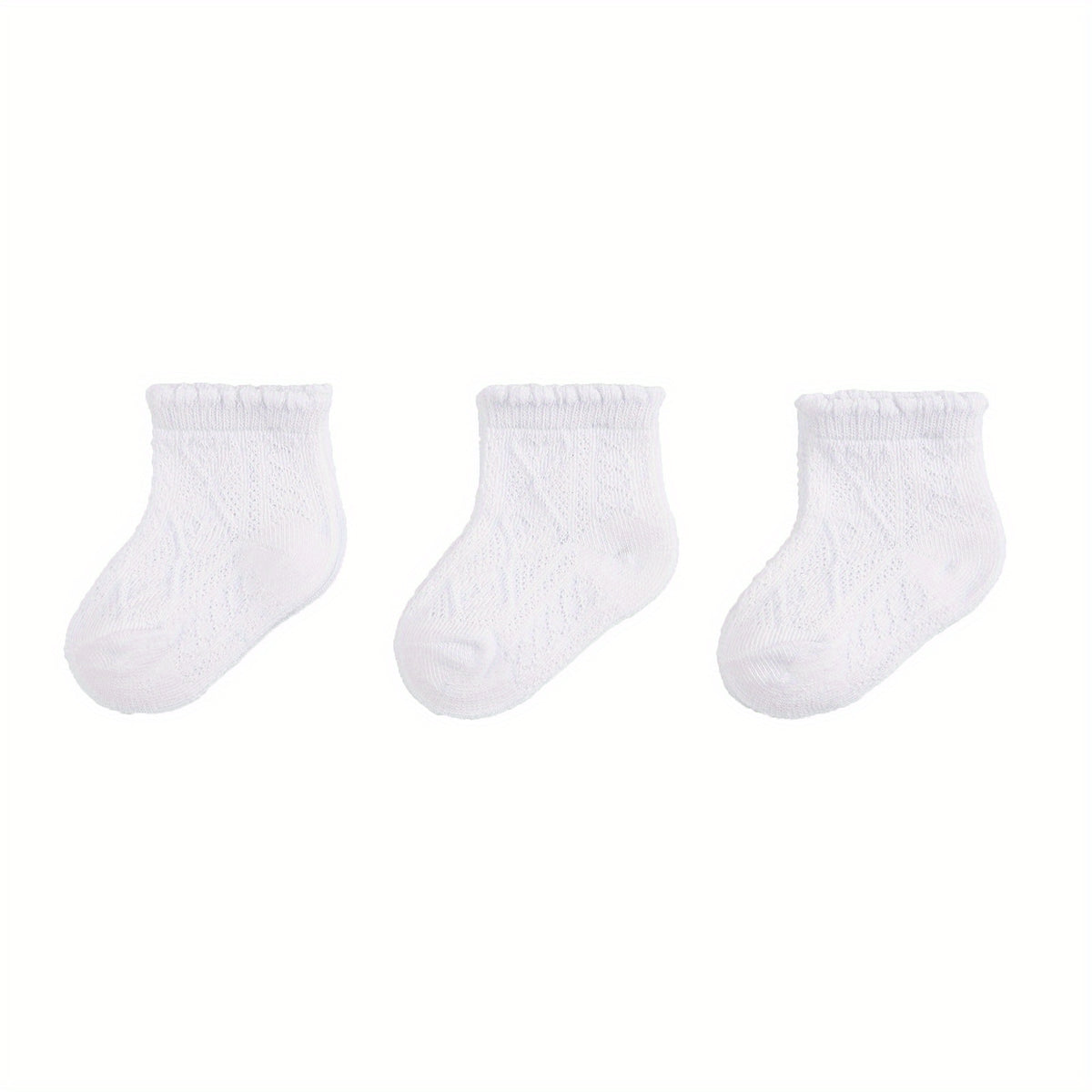3 Pairs Girls Ruffled Knit Socks Soft Comfortable Thin Breathable