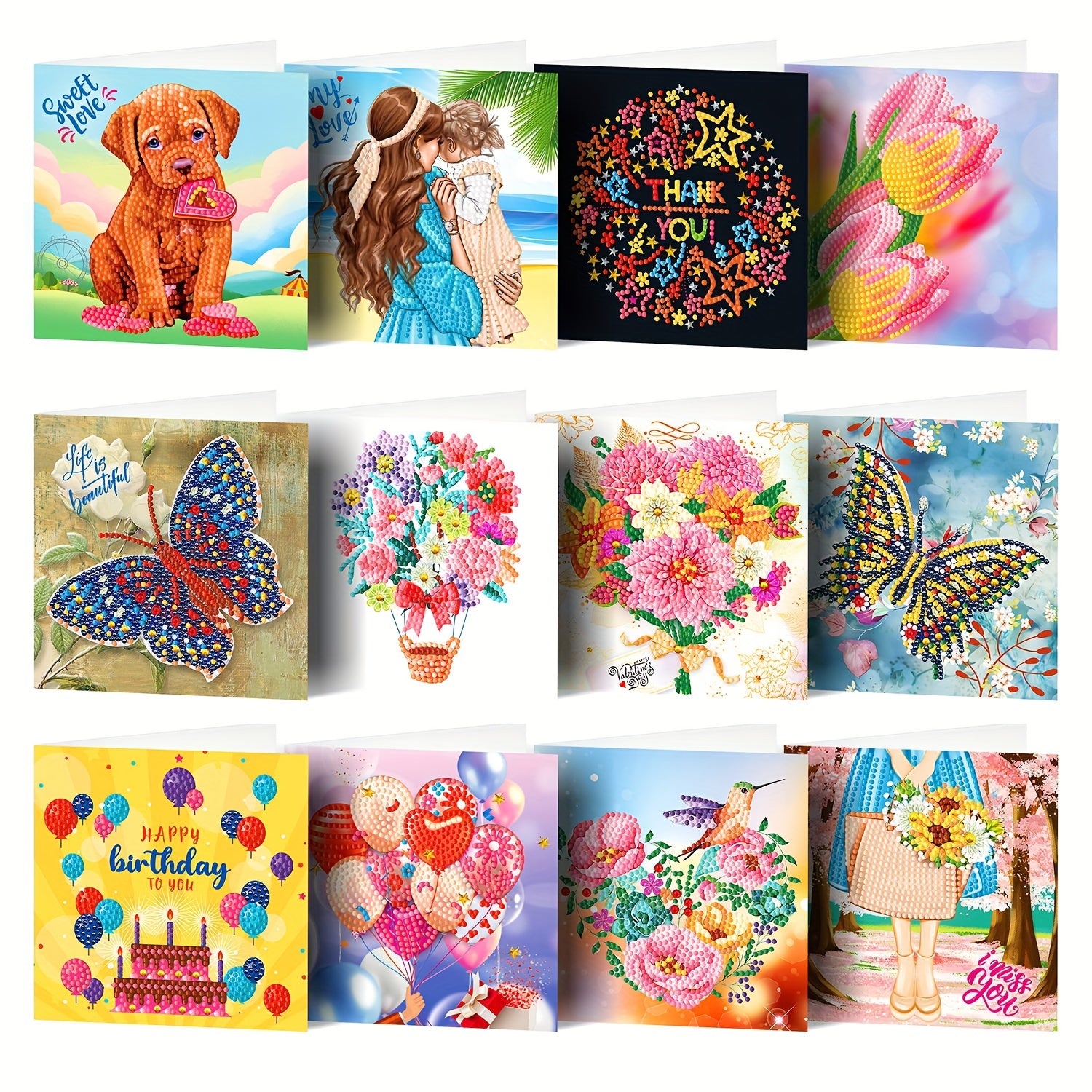 1pc Diamond Painting DIY Greeting Card Artificial Diamond Embroidery