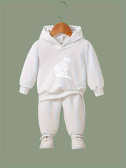 Cat & Letter Print Girls Outfits for Sports Spring Fall