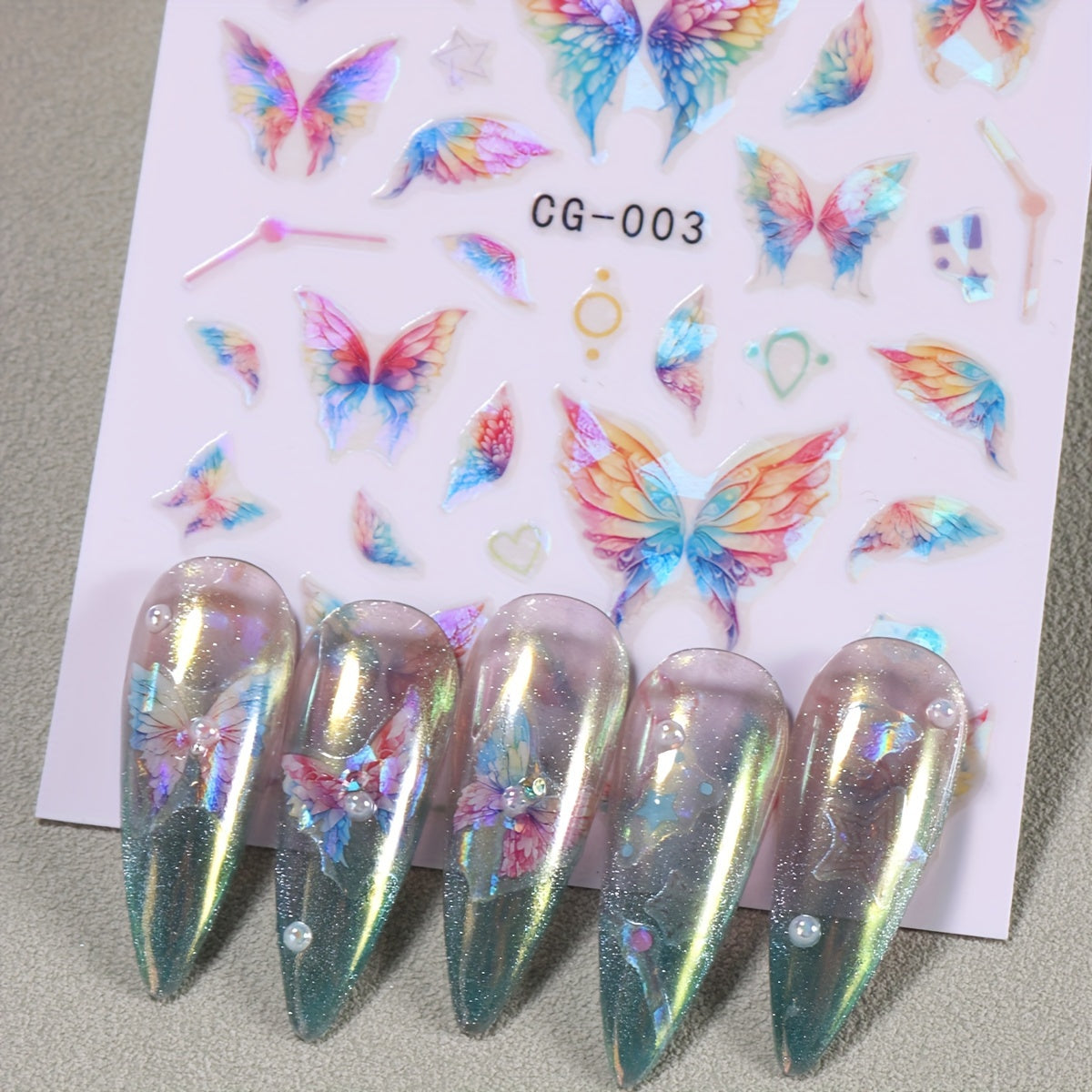 6pcs Butterfly Nail Art Stickers Self Adhesive Shimmering Decals