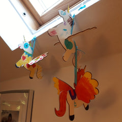 Unfinished Wood Crafts Blank Wood Unicorn Pendant DIY Painting Pony Set