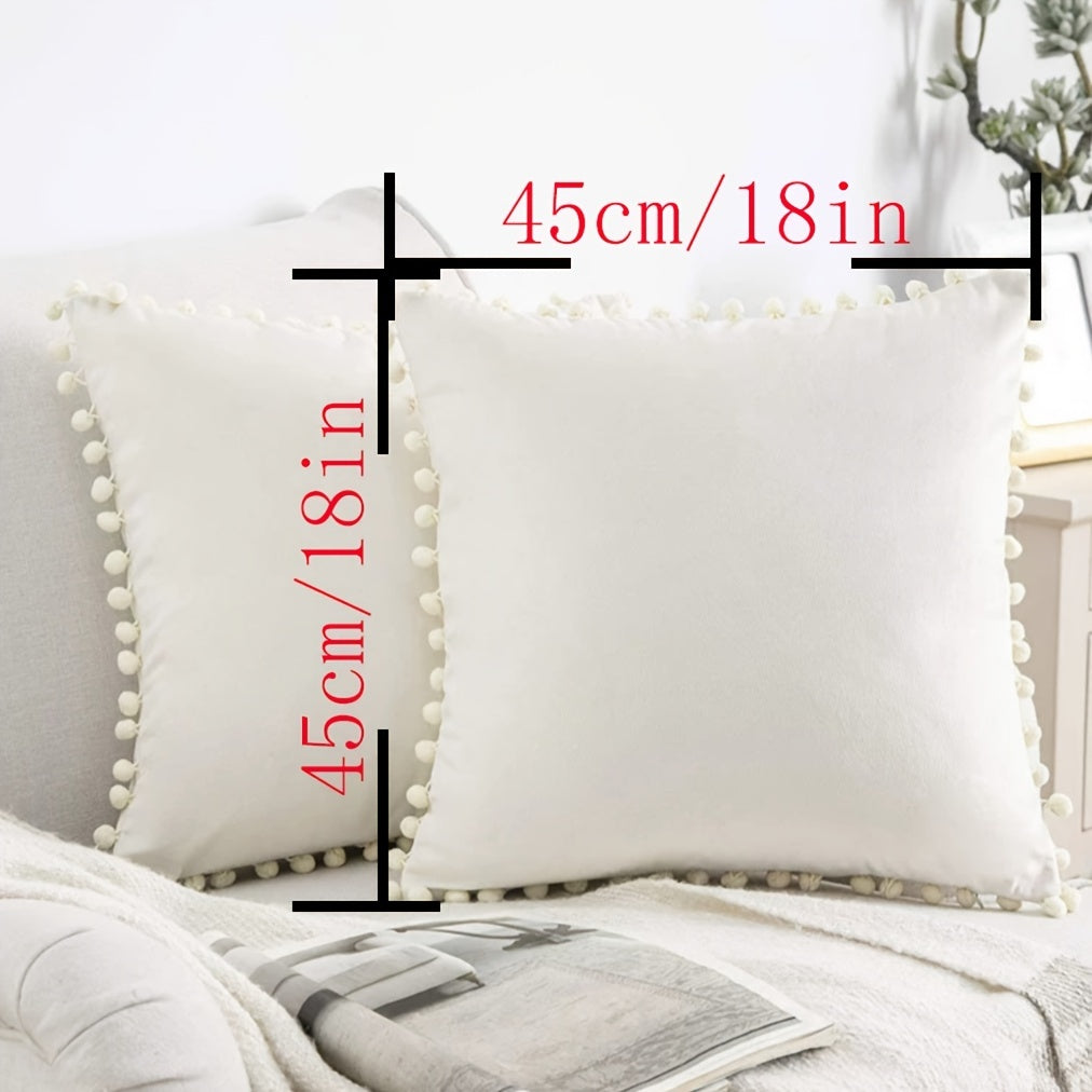 Soft Velvet Ball Tassel Shaggy Pillow Case for Home Decor