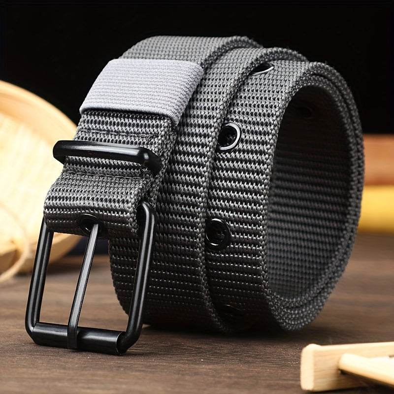 Porous Canvas Belt Men's Pin Buckle Leather Belt