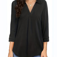  Solid Half Sleeve Tunic Top