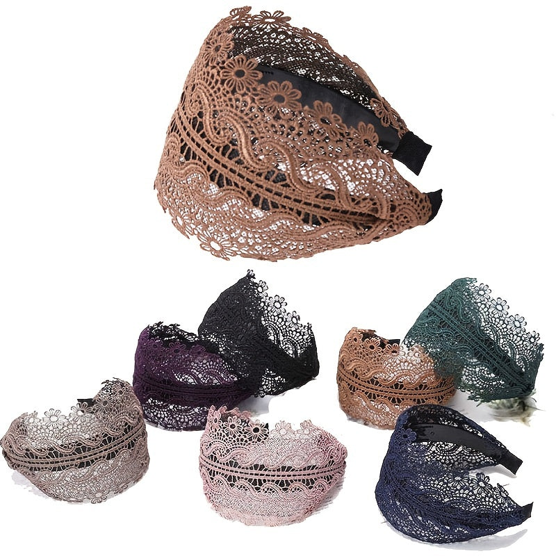 Wide Lace Headband Hair Band With Teeth Women's Headband Lace Floral Hair Hoop