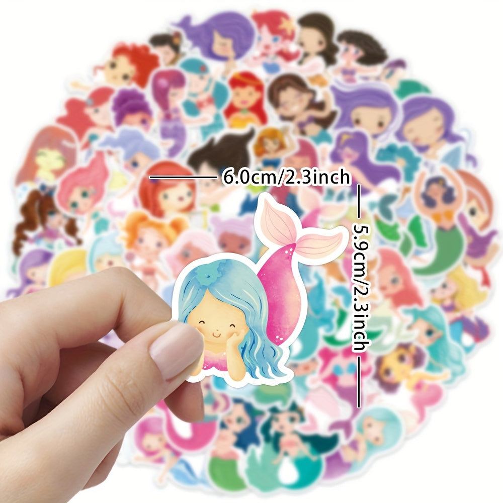60pcs Cartoon Mermaid Stickers Waterproof Vinyl Decals