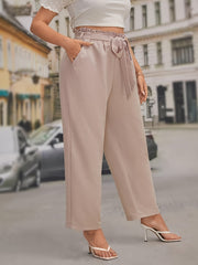 Women's Plus High Rise Wide Leg Trousers With Pockets