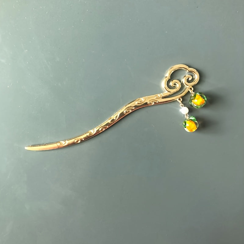 Vintage Chinese Style Hairpin Faux Pearl Metal Chignon