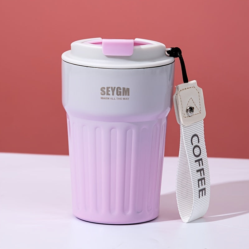Portable Stainless Steel Coffee Mug Striped Business Office Mug
