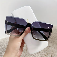 Square Rimless Sunglasses Gradient UV400 Sun Shades for Summer Travel