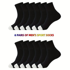 6 Pairs Men's 100 Cotton Thick Sports Socks