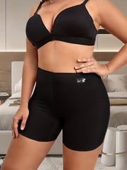  Letter Graphic Tummy Control Seamless Shapewear Boy Shorts Panty