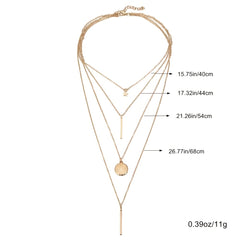 Layered Star Round Pendant Necklace For Women