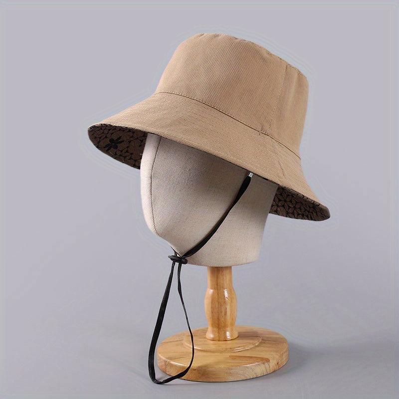 Flower Print Reversible Bucket Hat Lightweight Sunshade Fisherman