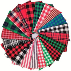 20pcs Christmas Patchwork Fabric Checked Pattern 20X20cm