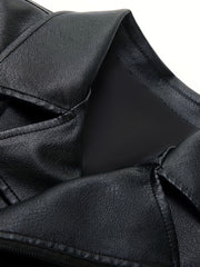 Men's PU Biker Jacket Zip Up Lapel Faux Leather Jacket