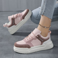 Women's Chunky Sneakers Faux Leather Non Slip Flat Skate Shoes
