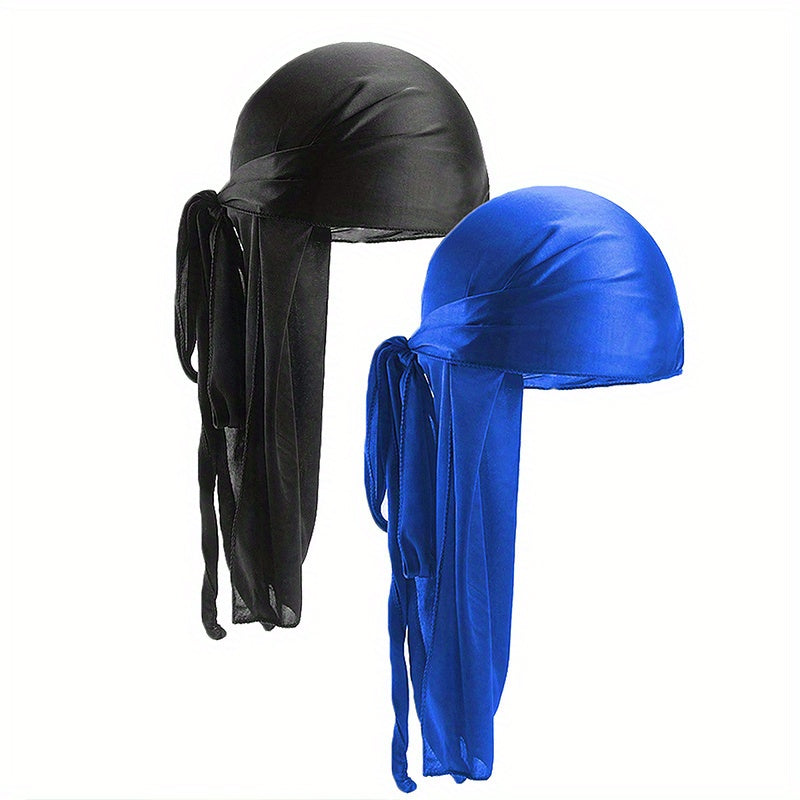 2pcs Bandana Pirate Hat Silk Durag Turban Hijab Hat For Men Women