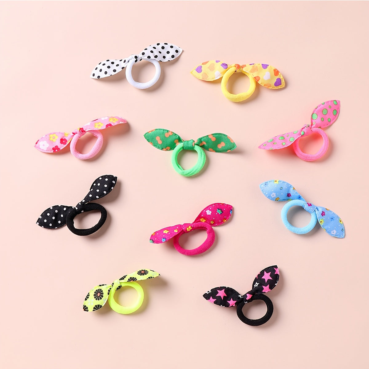 10PCS Kids Bow Hair Rope Girls Head Rope Random