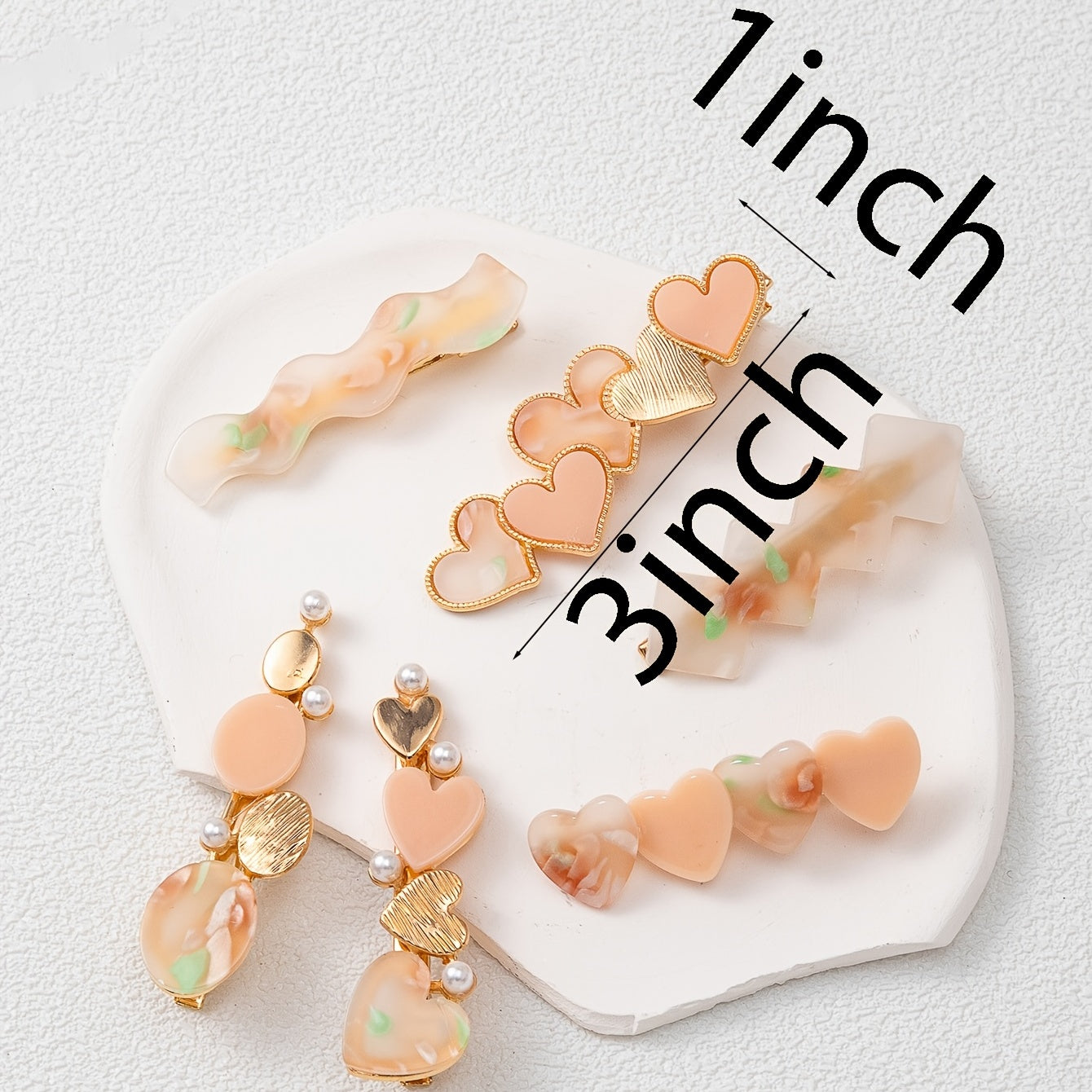 6pcs Multicolor Love Faux Pearl Hair Clip Sweet Hair Accessories For Women