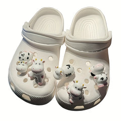 5pcs 3D Anime Cows Charms For Clogs Sandals Decoration