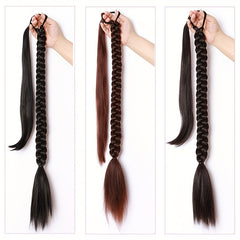 DIY Braided Ponytail Extensions Elastic Lace Wraparound Hair Piece