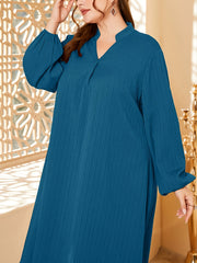  Solid Lantern Sleeve V Neck Maxi Dress