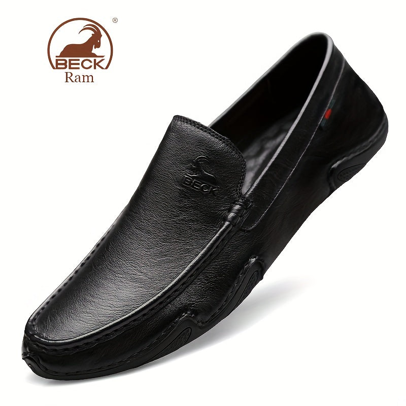 Men's Leather Slip-On Lace Loafers - Smart Casual Walking Shoes