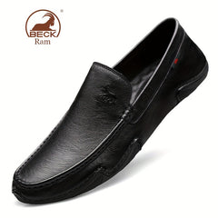 Men's Leather Slip-On Lace Loafers - Smart Casual Walking Shoes