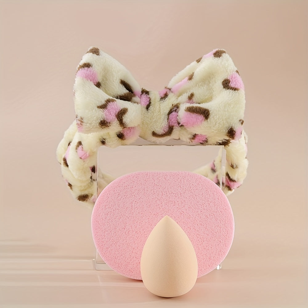 Soft Reusable Makeup Tool Set with Headband, Face Washing Puff, Makeup Sponge