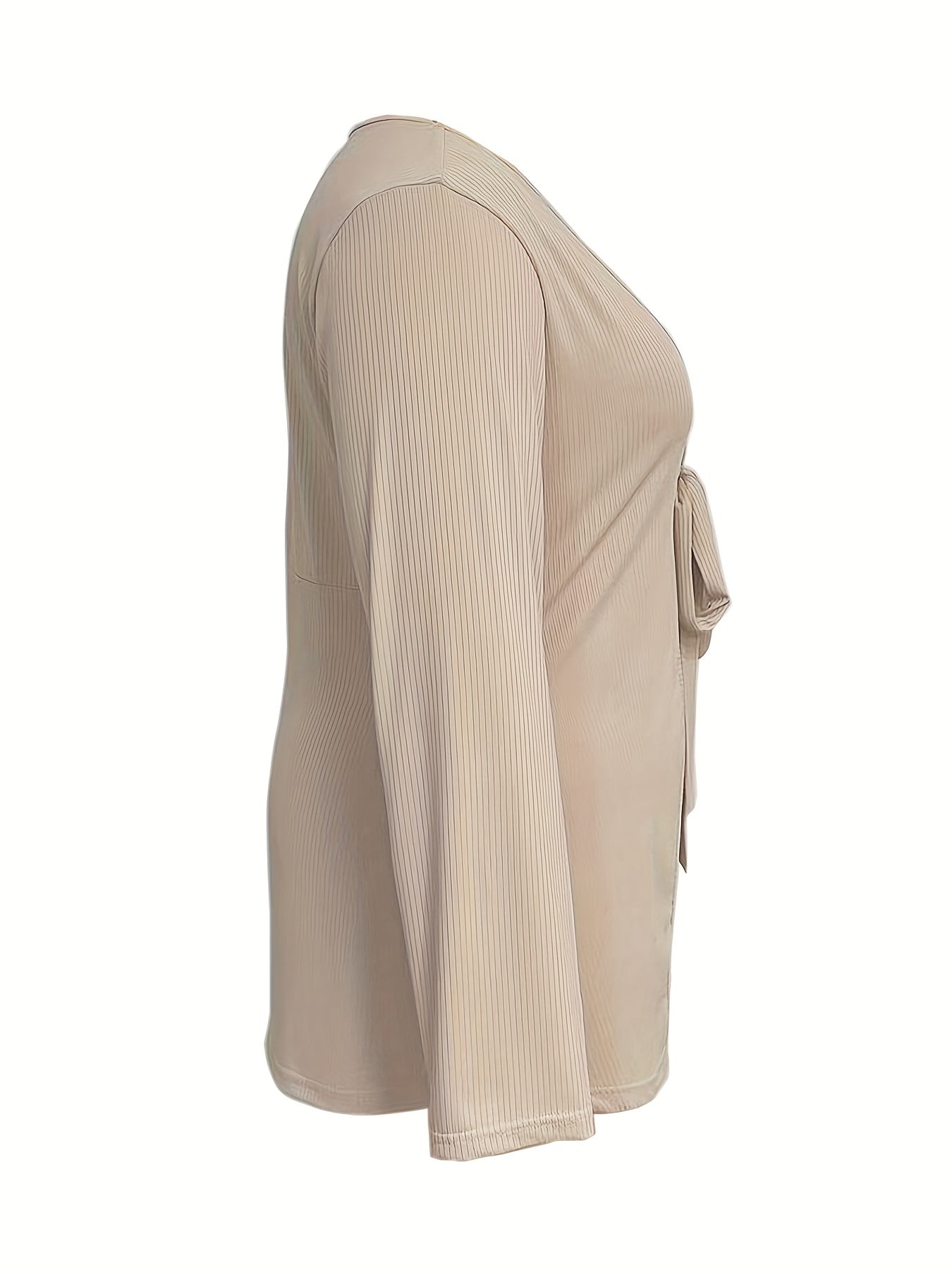  Ribbed Long Sleeve Cardigan with Tie Front
