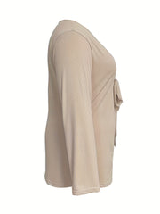  Ribbed Long Sleeve Cardigan with Tie Front