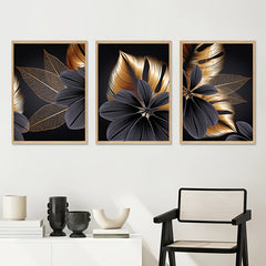 3pcs Abstract Plant Leaf Canvas Painting Wall Art Nordic Decoration