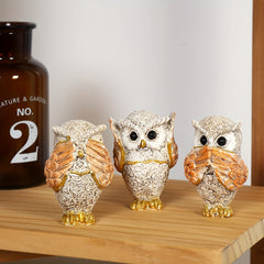 3pcs Three No Owls Statue Resin Decoration Crafts for Home