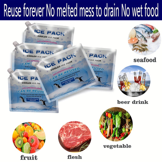5pcs Reusable Cooler Ice Packs Gel Freezer Packs for Bags Backpacks Lunch